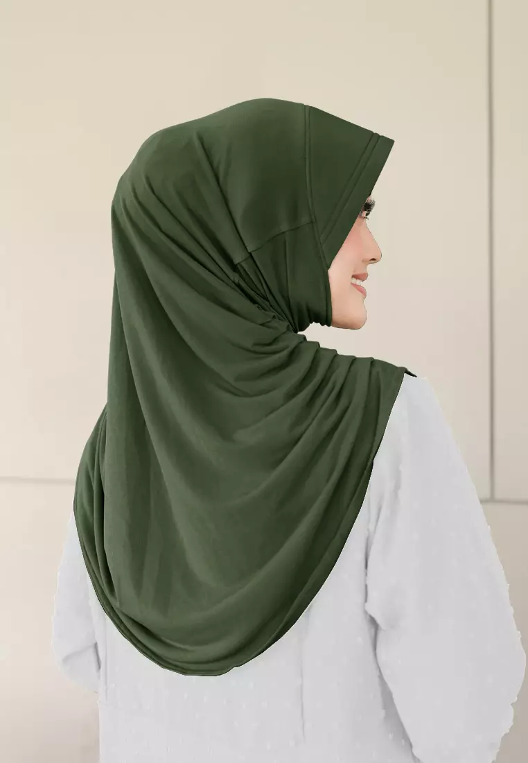 Zelena - Mahika Bergo | Hijab Instan Daily | Bergo Pad Kerut - Forest Green