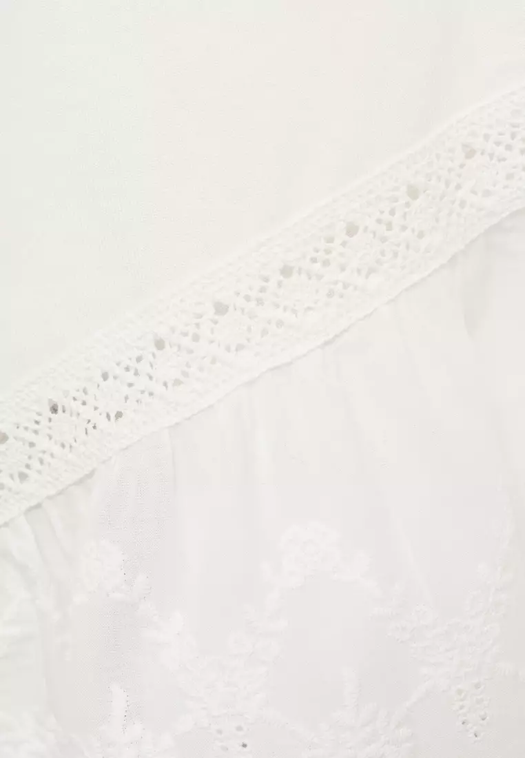 Embroidered Ruffle Top