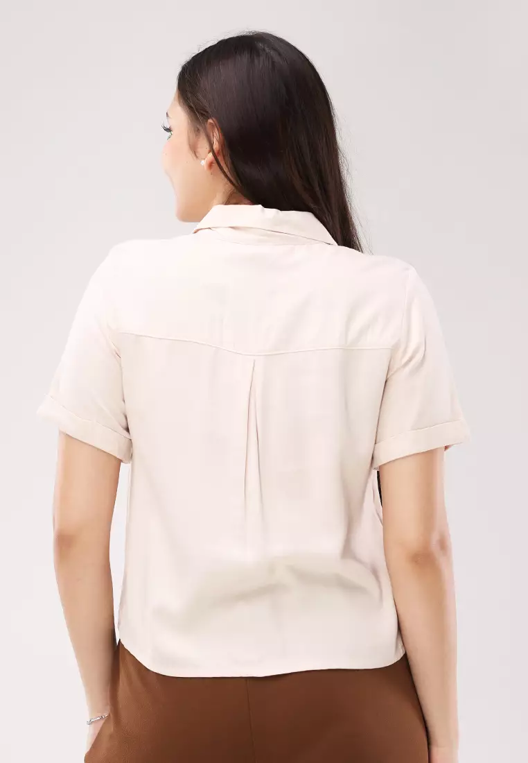 Single Twill Woven Short Sleeves Blouse