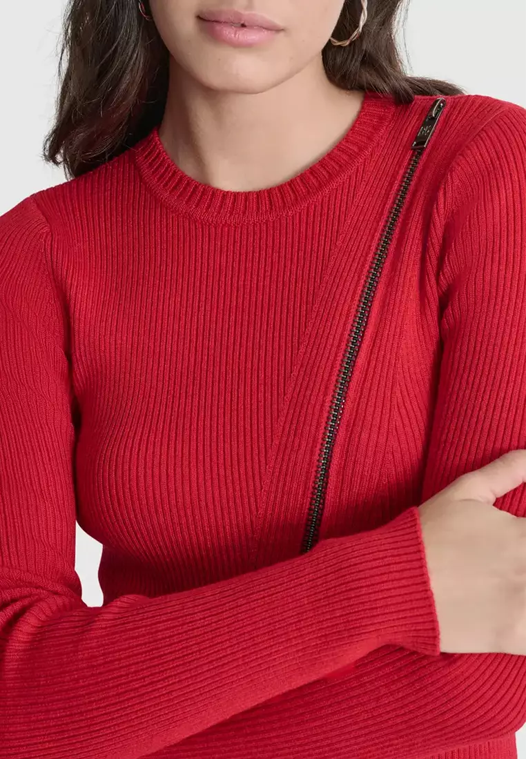 Long Sleeves Asymmetric Zipper Detail Sweater