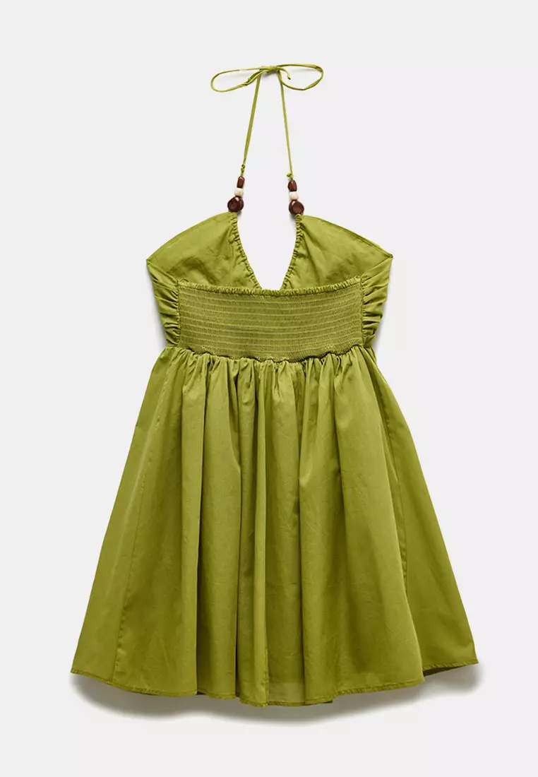 Beaded Detail Halter Neck Beach Dress
