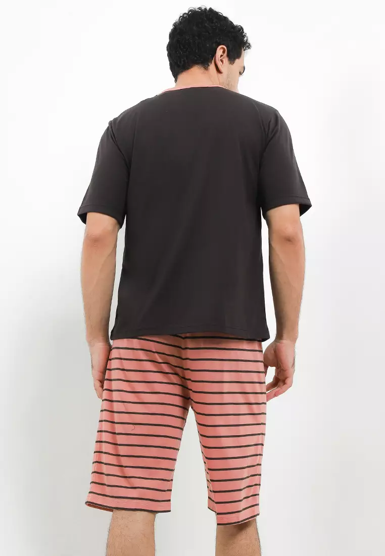 Pyjama Pijama Baju Tidur Short Sleeve Short Pants Mens Pria Sleepwear