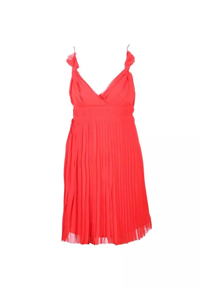 Red pleated dress clearance h&m