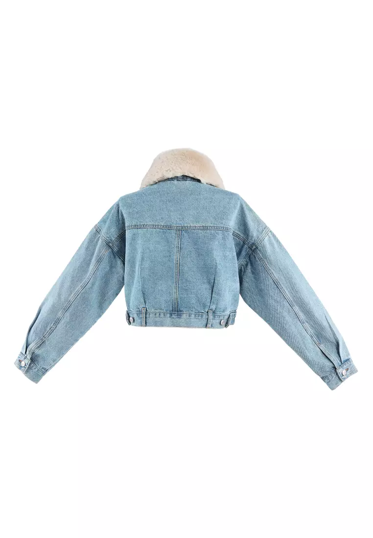 Furry on sale denim jacket