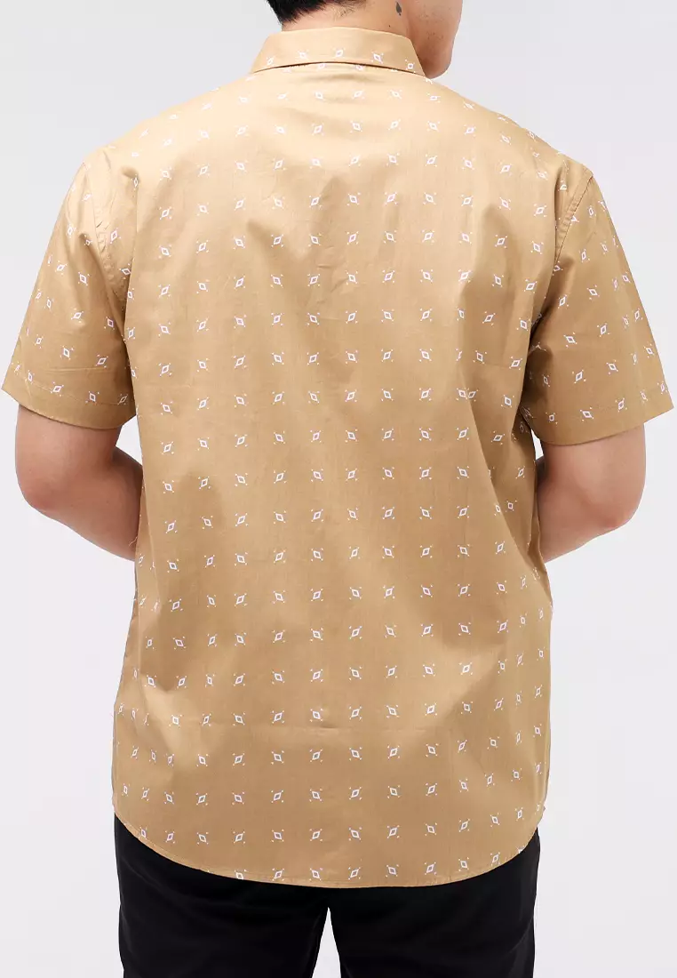 Woven Printed Poplin Short Sleeves Polo