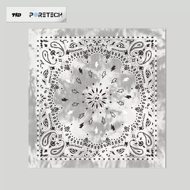 TD ACTIVE Bandana Kalcer Lari Light Grey White Tie Dye PORETECH 52cm x 52cm ABA30