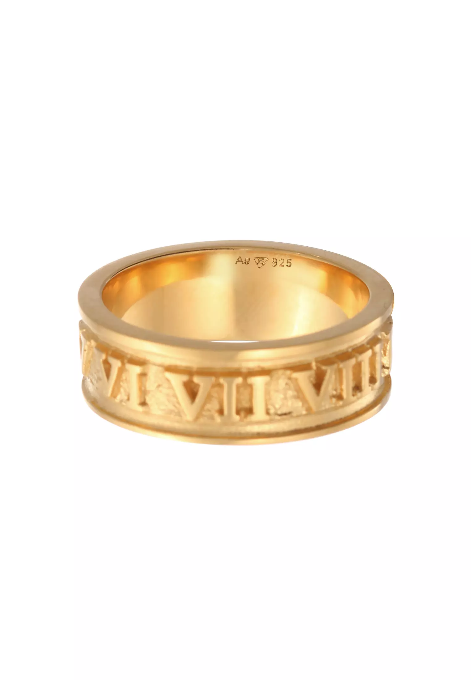 Ring Men Band Roman Numerals Gold Plated