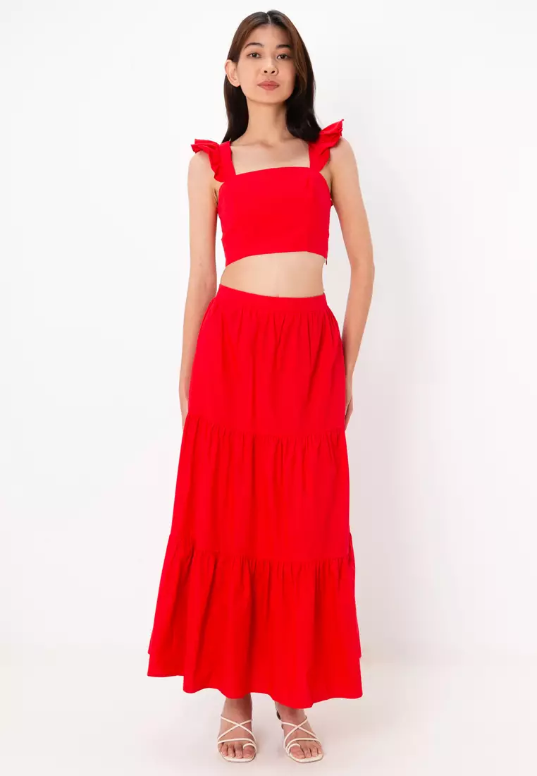 Skirt Set Long Skirt And Top Online Shop Polo Collar Rib Knit Top