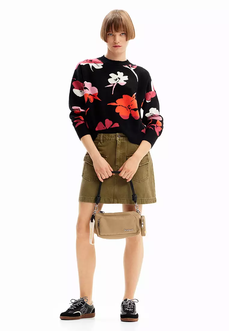 Desigual Woman Denim pockets mini skirt.