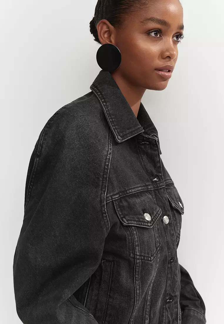 Mango black denim cheap jacket