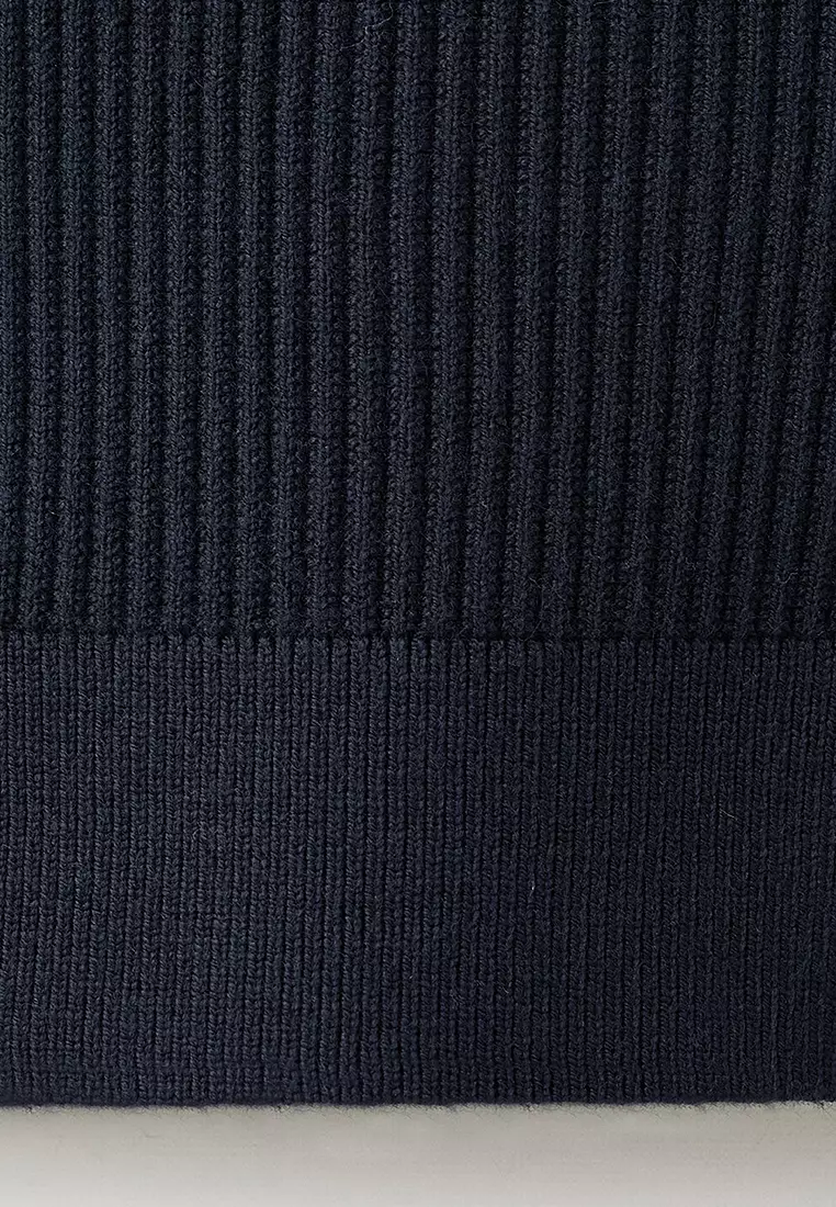 Cotton-Blend Ribbed Polo Sweater