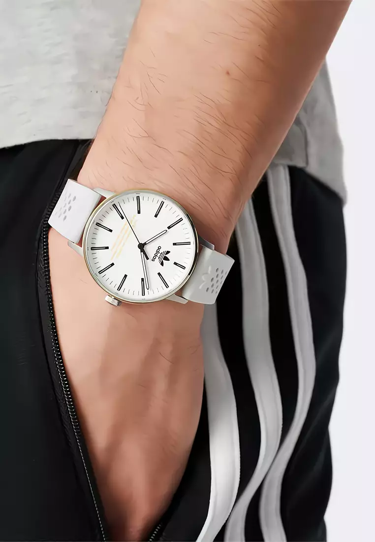 Adidas Gents Watch Code One Men's Watch - Silver Stainless Case - Silicone Band - AOSY24046