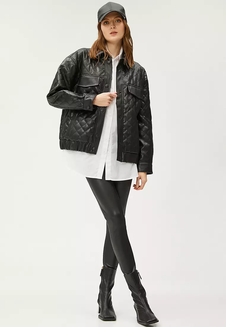 Faux Leather Quilted Jacket