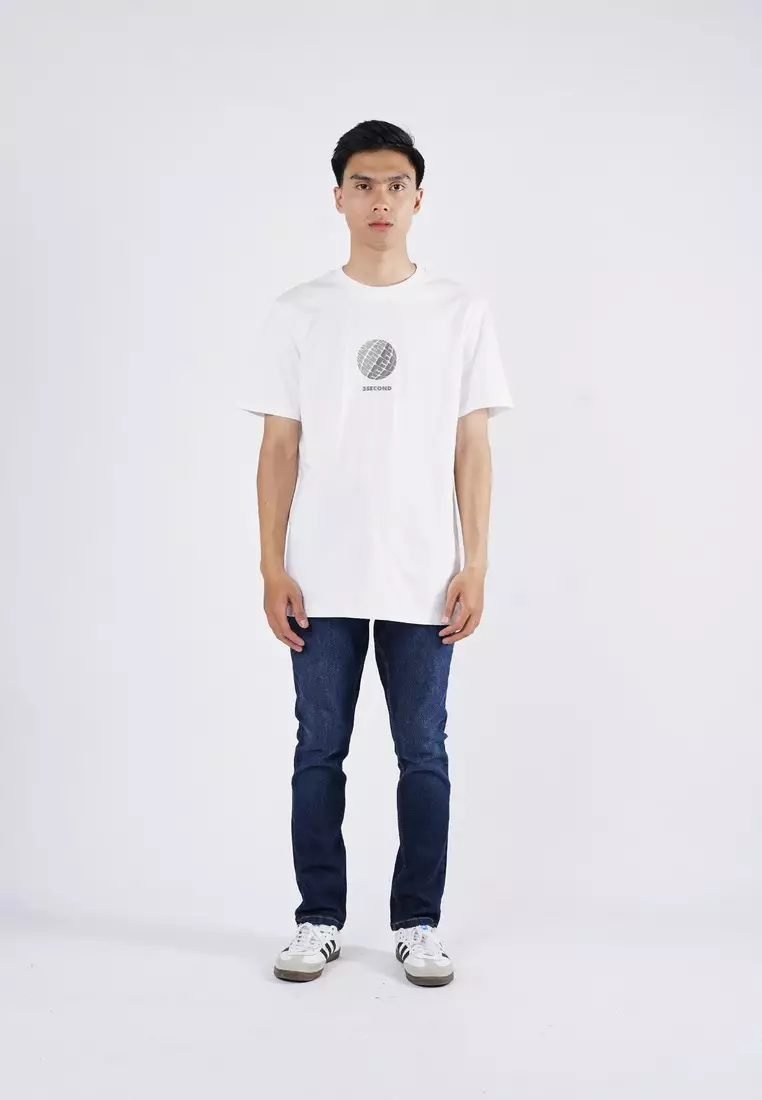 3Second Men's T-Shirt Short Sleeve Regular Fit Logo Script Asher C081024