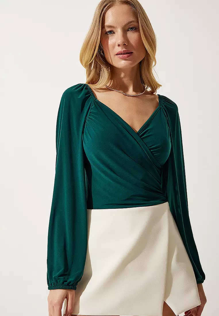 Long Sleeves Surplice Blouse
