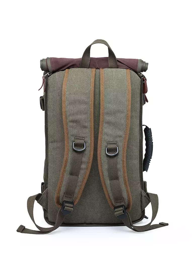 Buy A FRENZ Vintage Canvas Heavy Duty Travel Backpack Camping Hiking