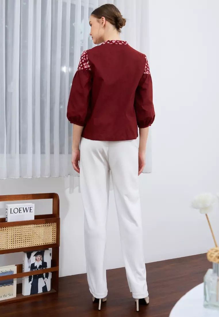 Nayara Blouse Batik Asteria Maroon