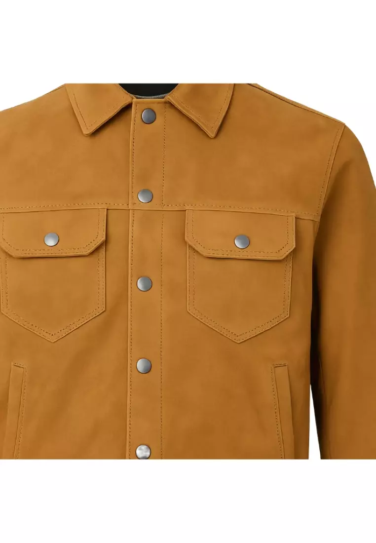 Real Leather Jacket Brown- Lamb skin Jacket- Jacket for Men- Oxhide Trucker suede