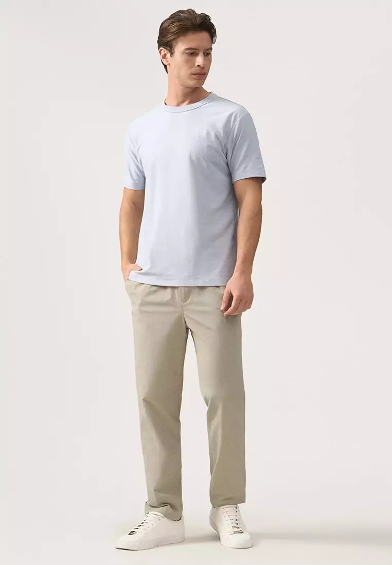 Regular Fit T-Shirt With Neck Binding Finish In Fine Ottoman