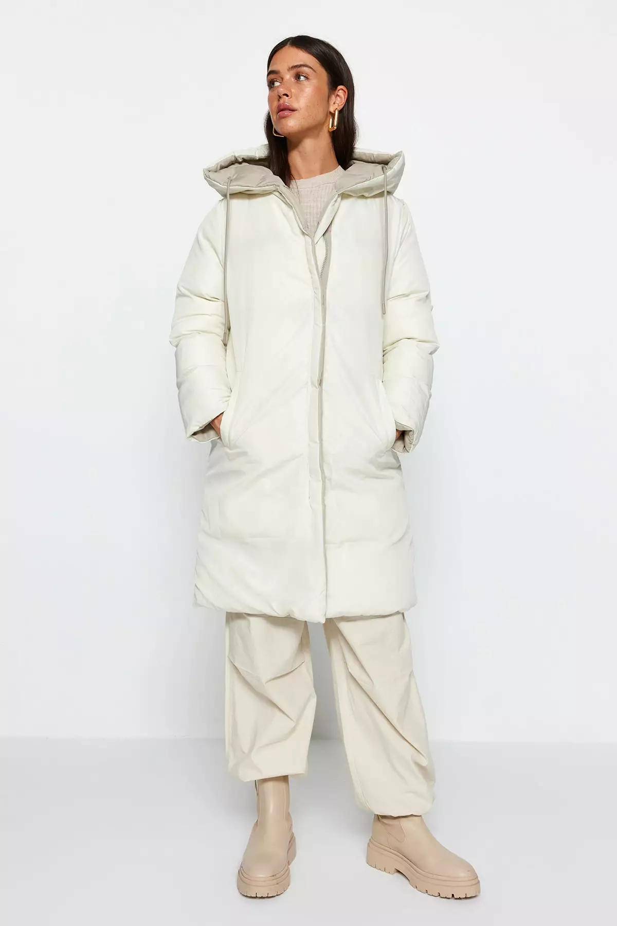 Mink-Stone Double-Sided Regular Fit Hooded Water Repellent Long Down Coat Twoaw23Mo52