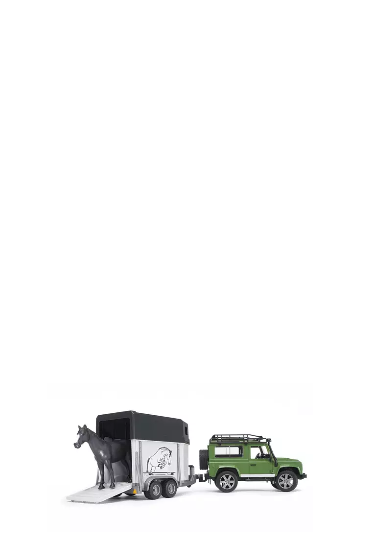Bruder Toys 2592 - Land Rover Defender Station Wagon with horse trailer + 1 horse