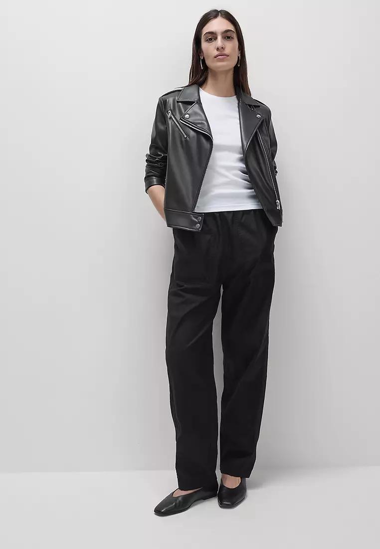 Pure Cotton Pull On Carrot Leg Trousers