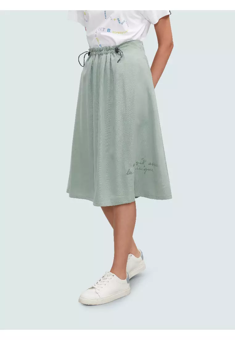 Green paperbag midi skirt online