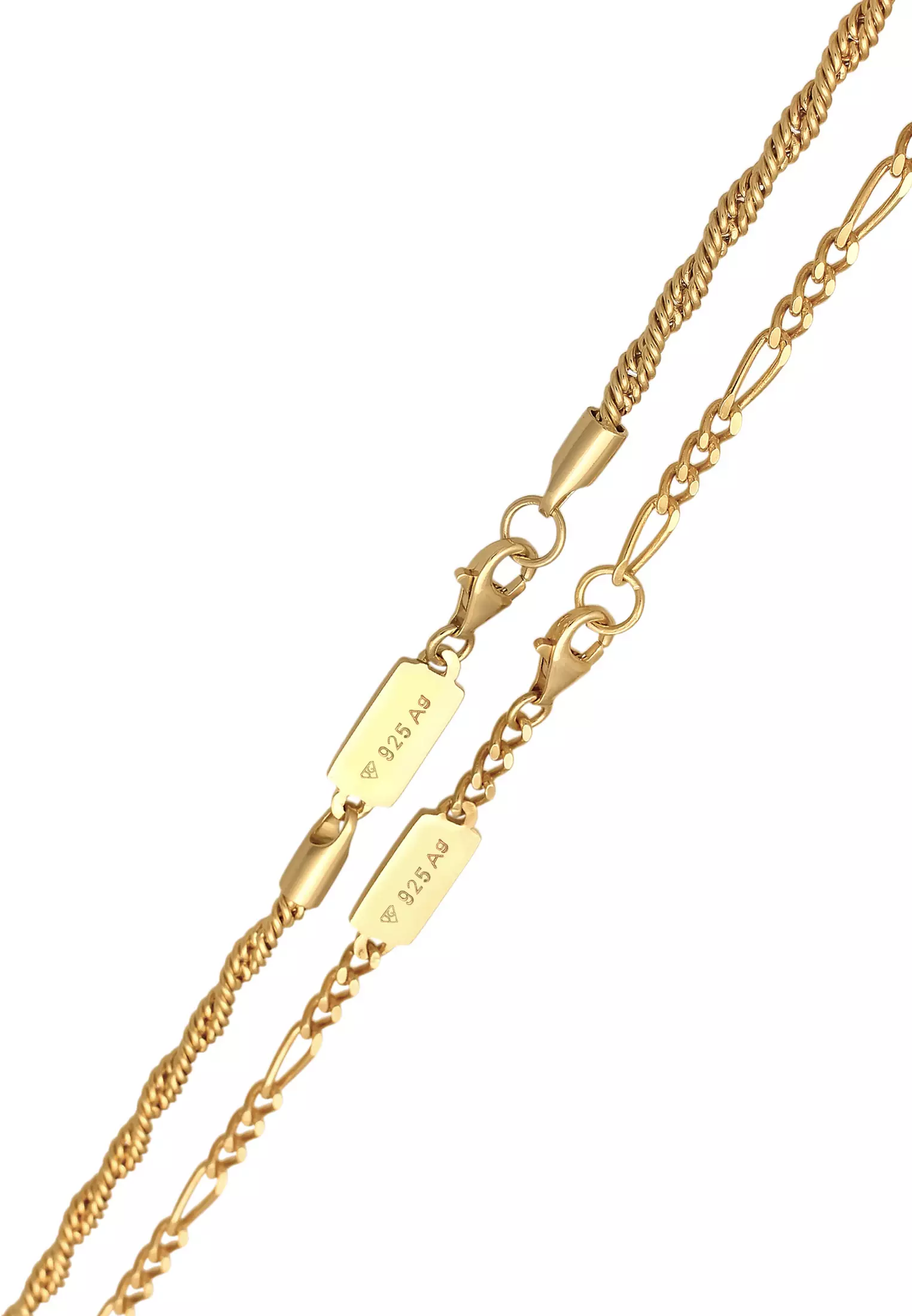 Necklace Men Cord Figaro Set Of 2 Gold Plated