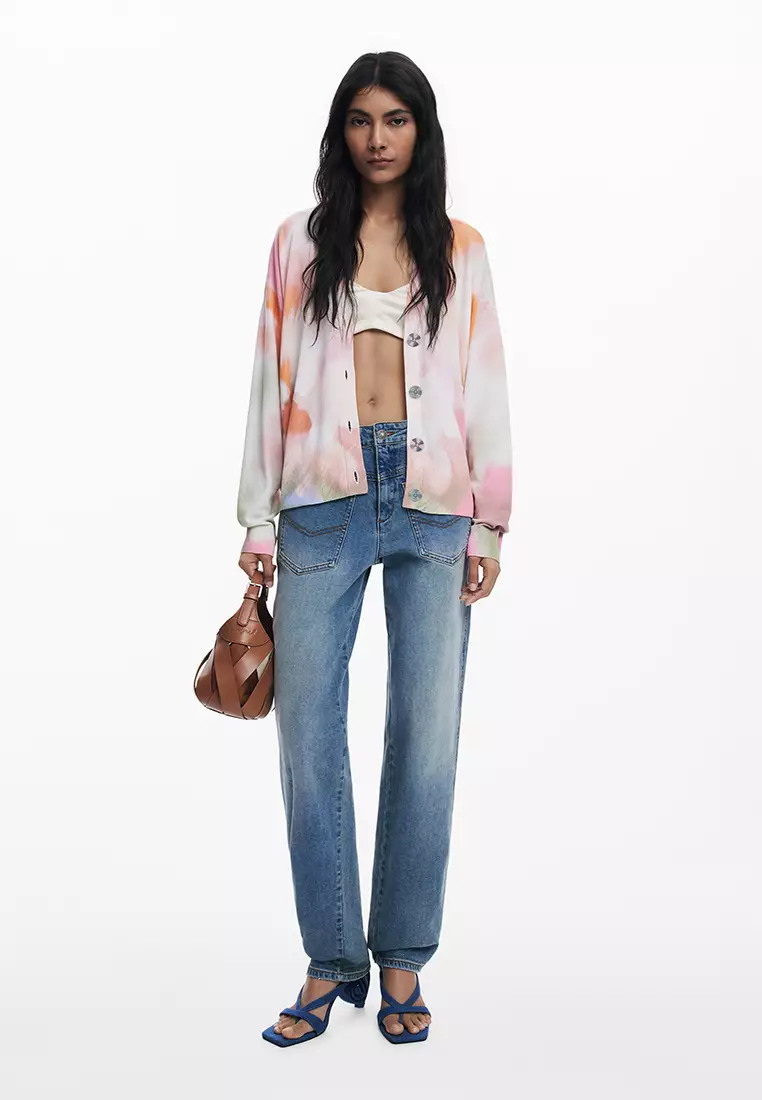 Tie-dye floral cardigan