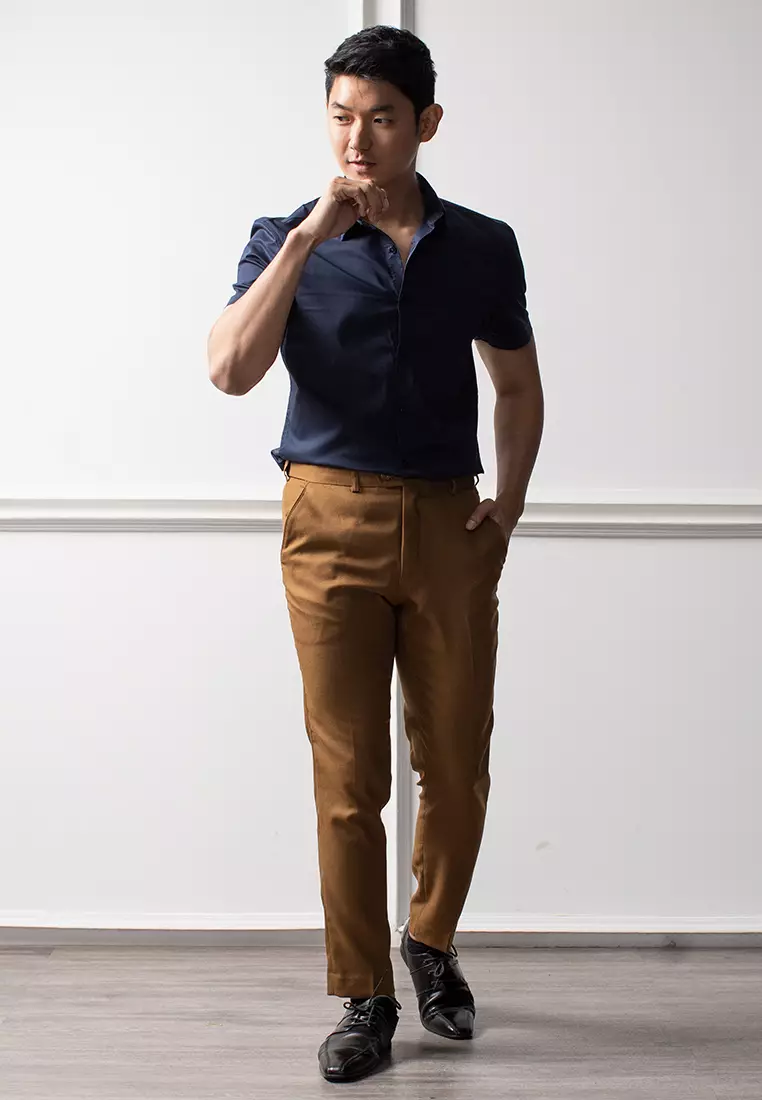 Kemeja Tangan Pendek Formal Stretch Oxcon Navy