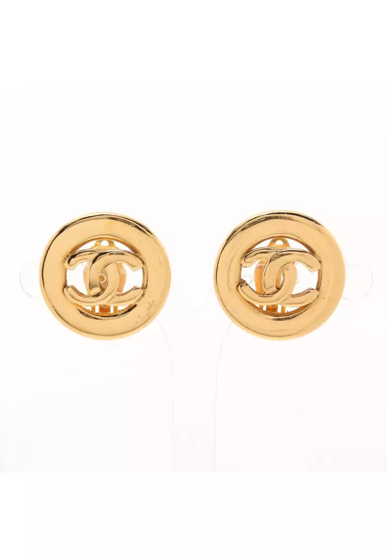 Chanel Rare Light Gold Turnlock CC Scissors Piercing Earrings - LAR Vintage