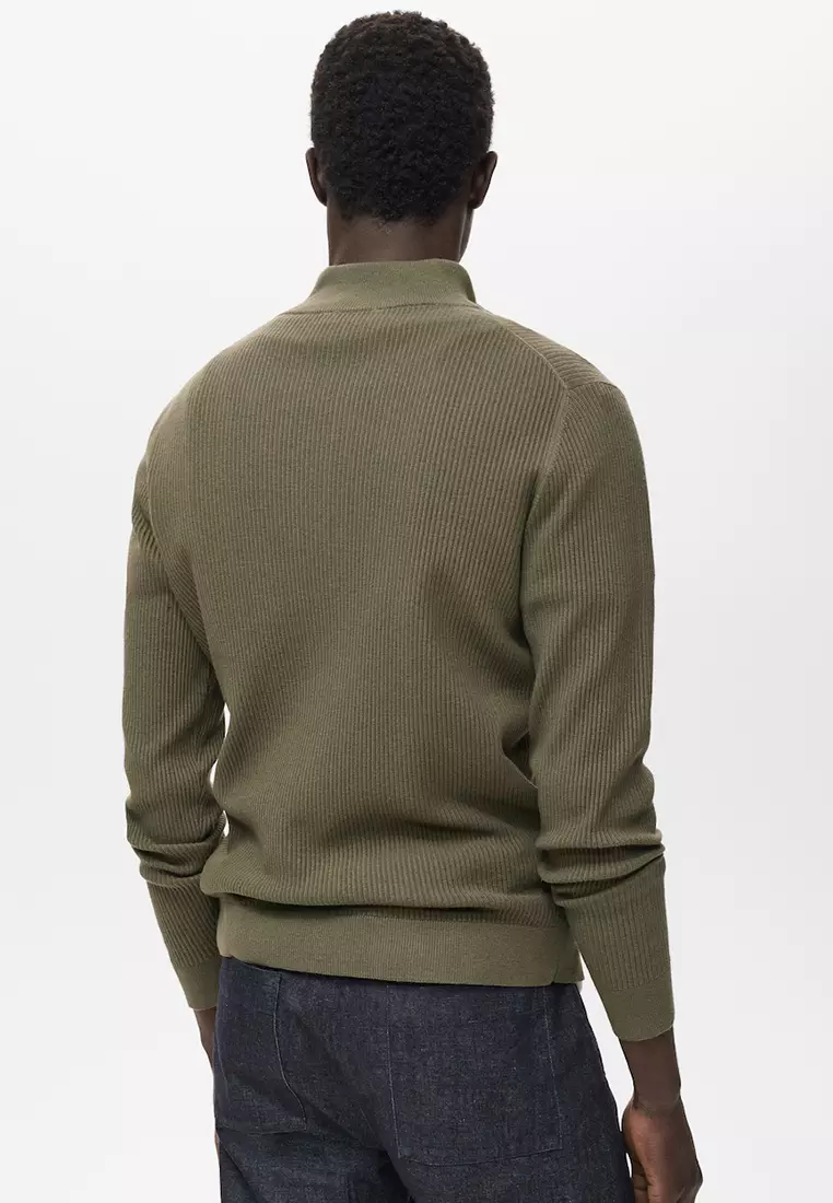 Ribbed Sweater With Zip Neck