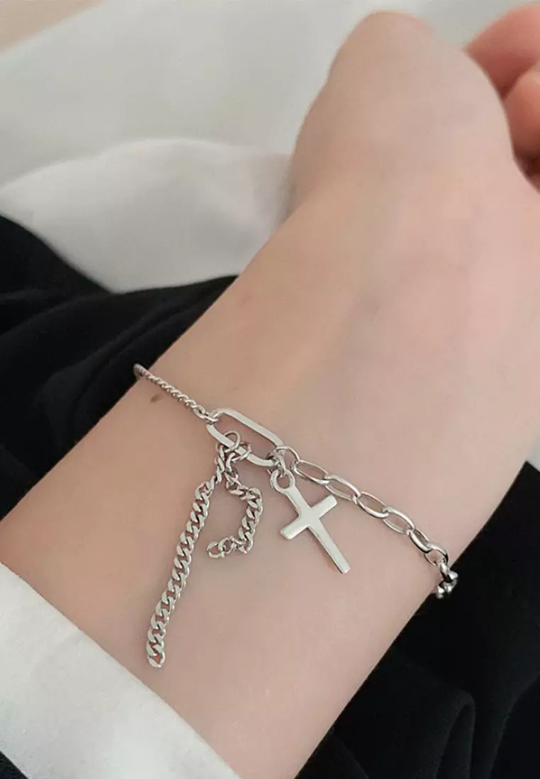 Buy LYCKA LDR9416 LYCKA S925 Silver Holy Cross Bracelet 2024