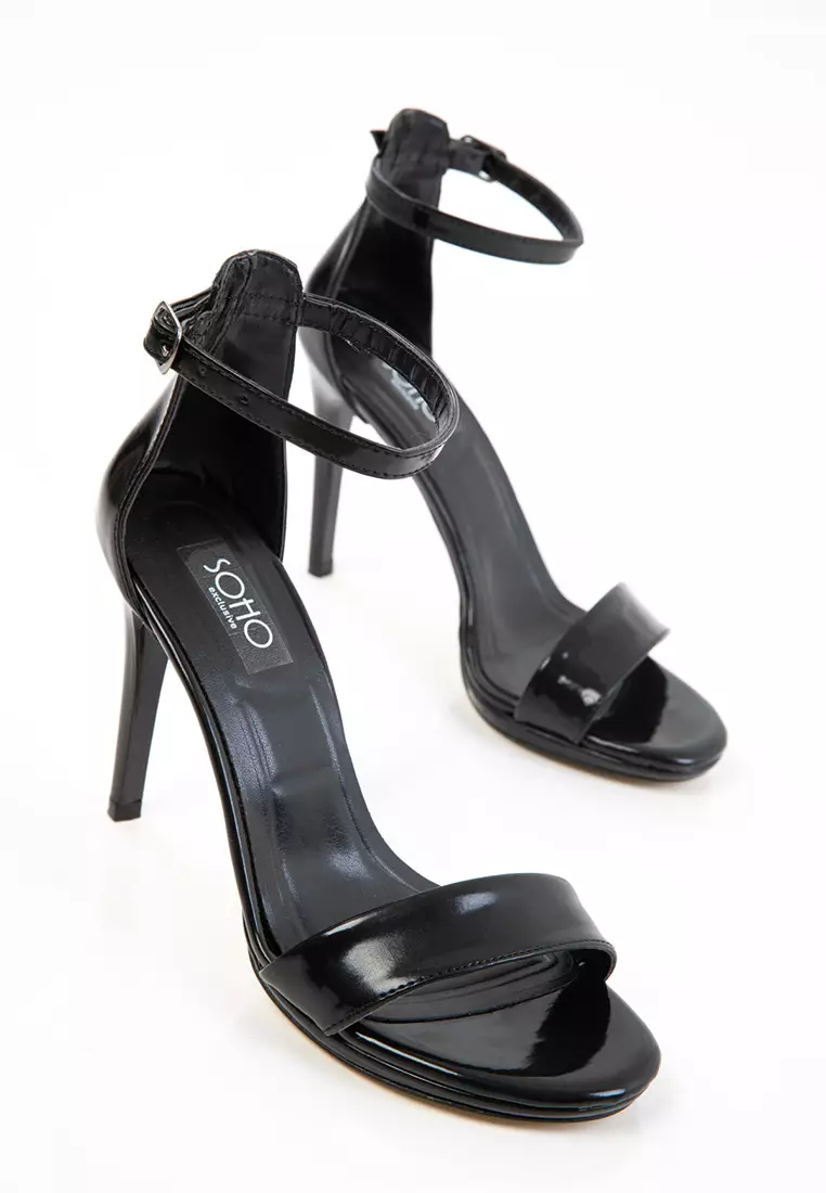 Black Patent Leather Women's Classic Heeled Shoes 14530