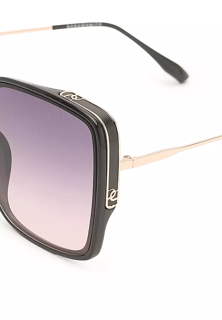 Unisex Fashion Sunglasses - Glossy Black / Grey-Light Pink