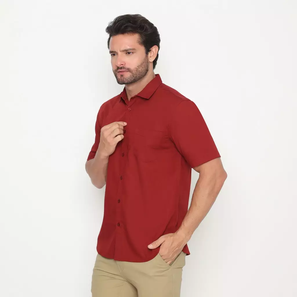 AMK Kemeja Pria Lengan Pendek SHS AIDEN S/S MAROON