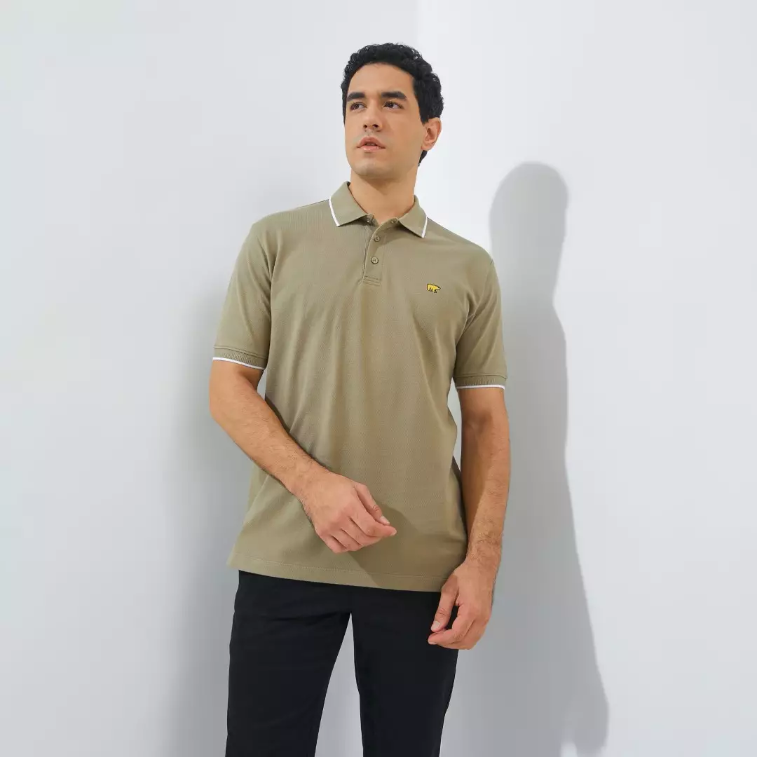 Jack Nicklaus Mandela Polo Shirt Pria Regular Fit Khaki Colour Khaki