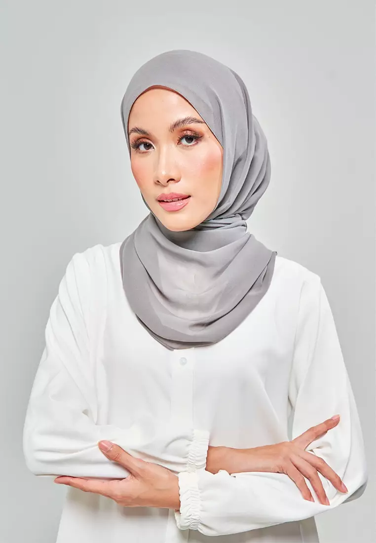 Kalsom Light Chiffon Scarf in Fallen Grey