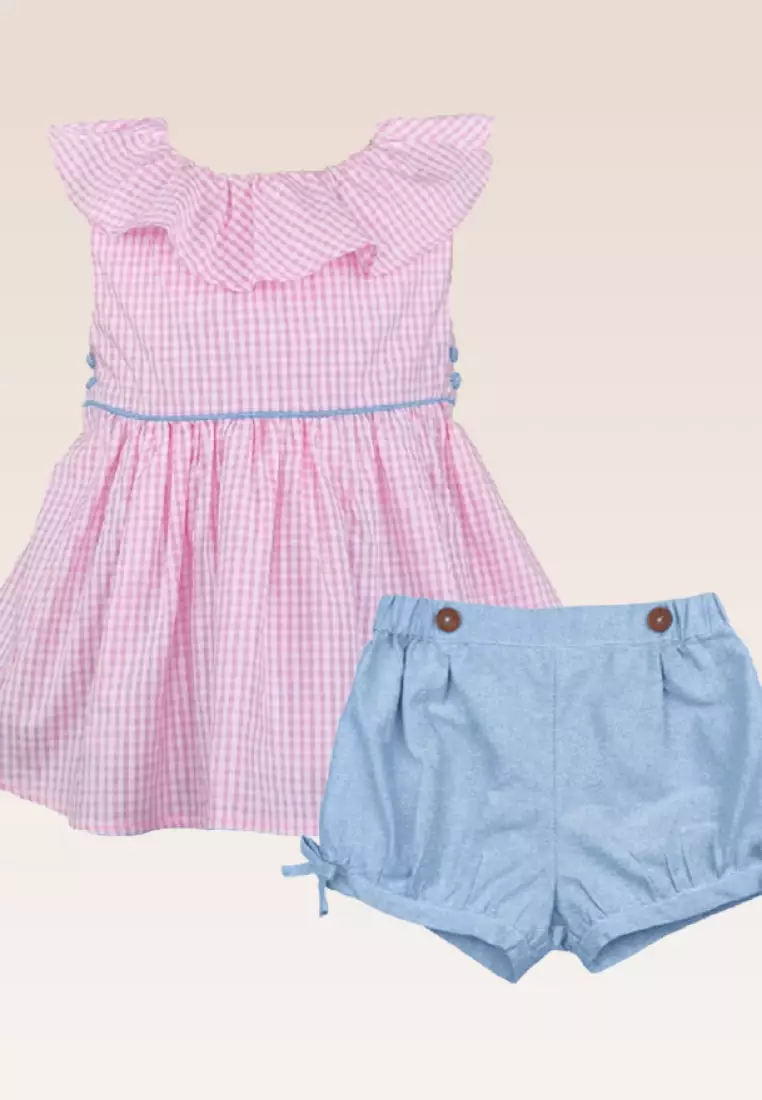 Dorothee Baby Girls and Girls Gingham Ruffled Top and Shorts