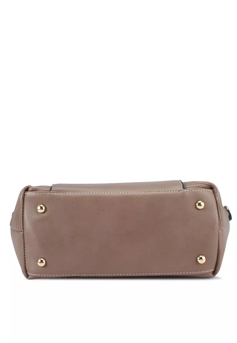 Debossed Convertible Top Handle Bag