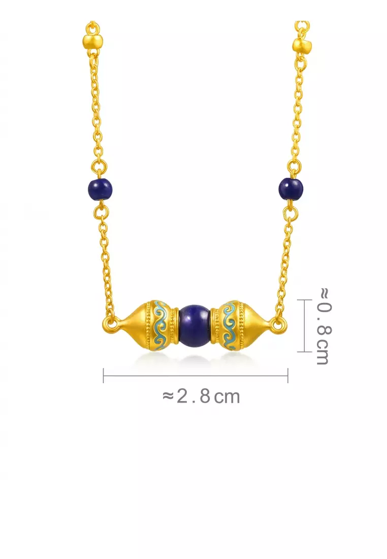 999 24K Solid Gold & Lapis Lazuli Necklace for Women 95613N