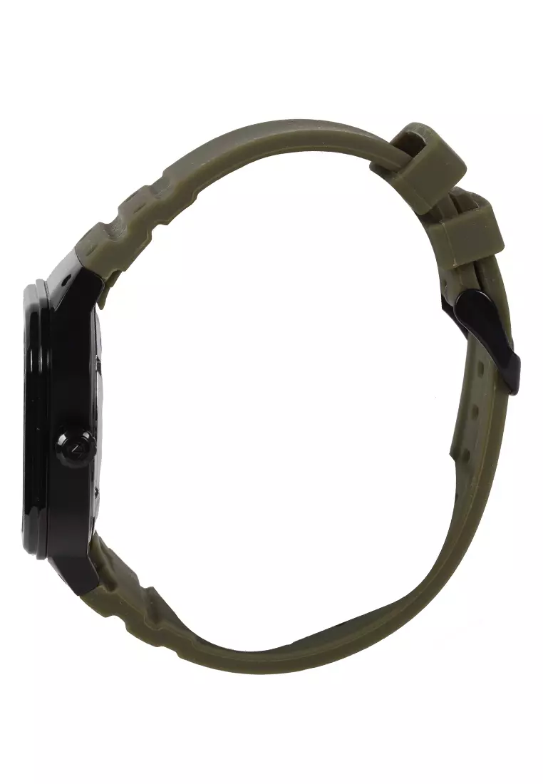 Alexandre Christie - Jam Tangan Wanita - Black - Green Rubber Strap - 2811BFRIPGN