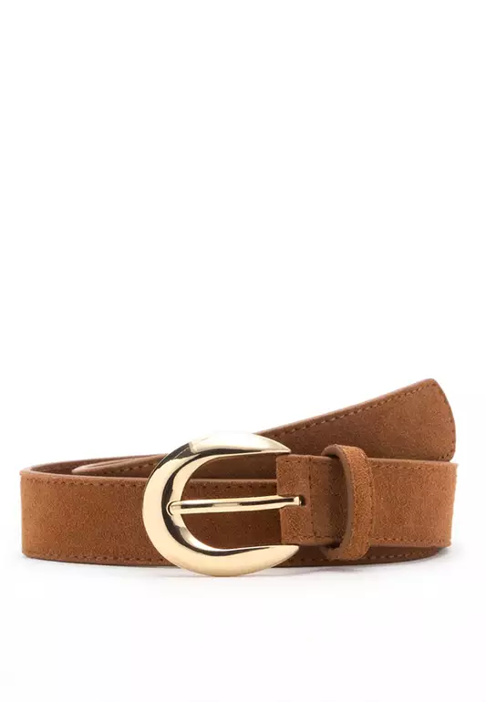 Leather Belt With Oval Buckle