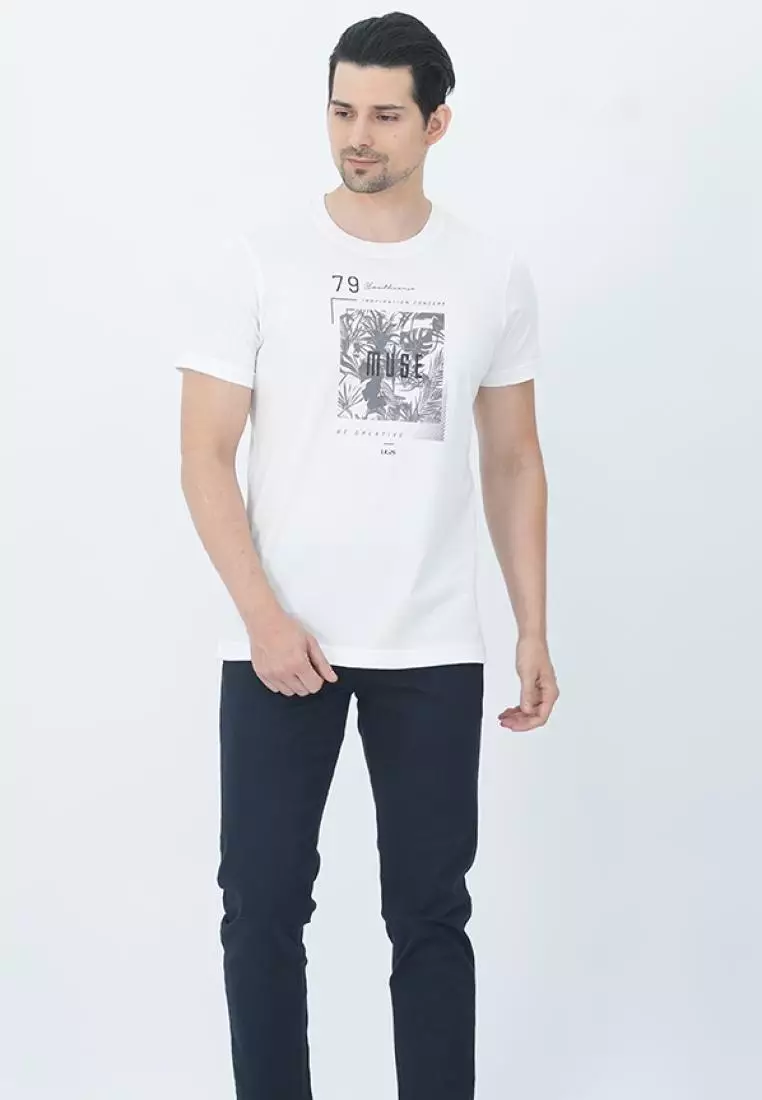 LGS - Kaos Grafis Pria - Motif Sablon - Katun Premium - Putih - GTS.870.N282.32.C