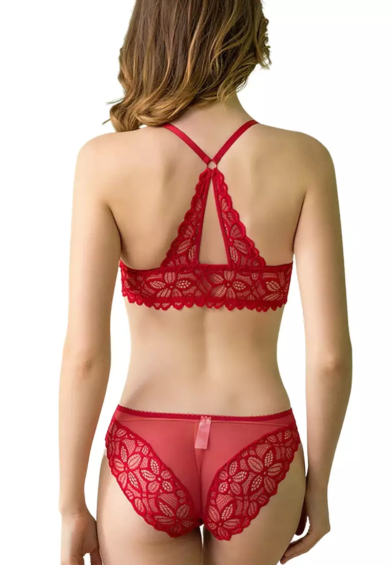 Penkiiy Women Bras Woman's Comfortable Lace Breathable Bra Underwear No  Rims Red Bras 