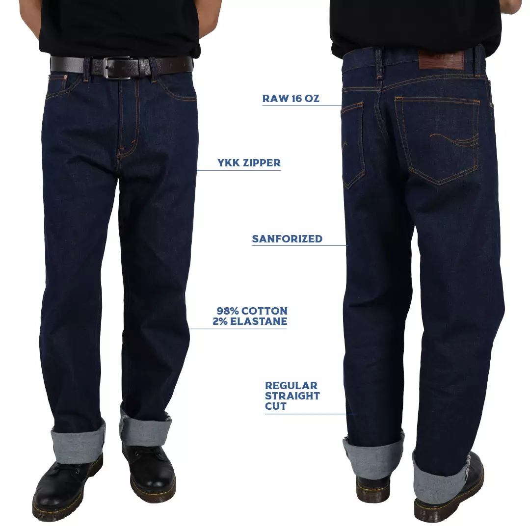 Used 1968 - Celana Panjang Pria Denim Regular Straight Cut Double Red Selvedge 16oz