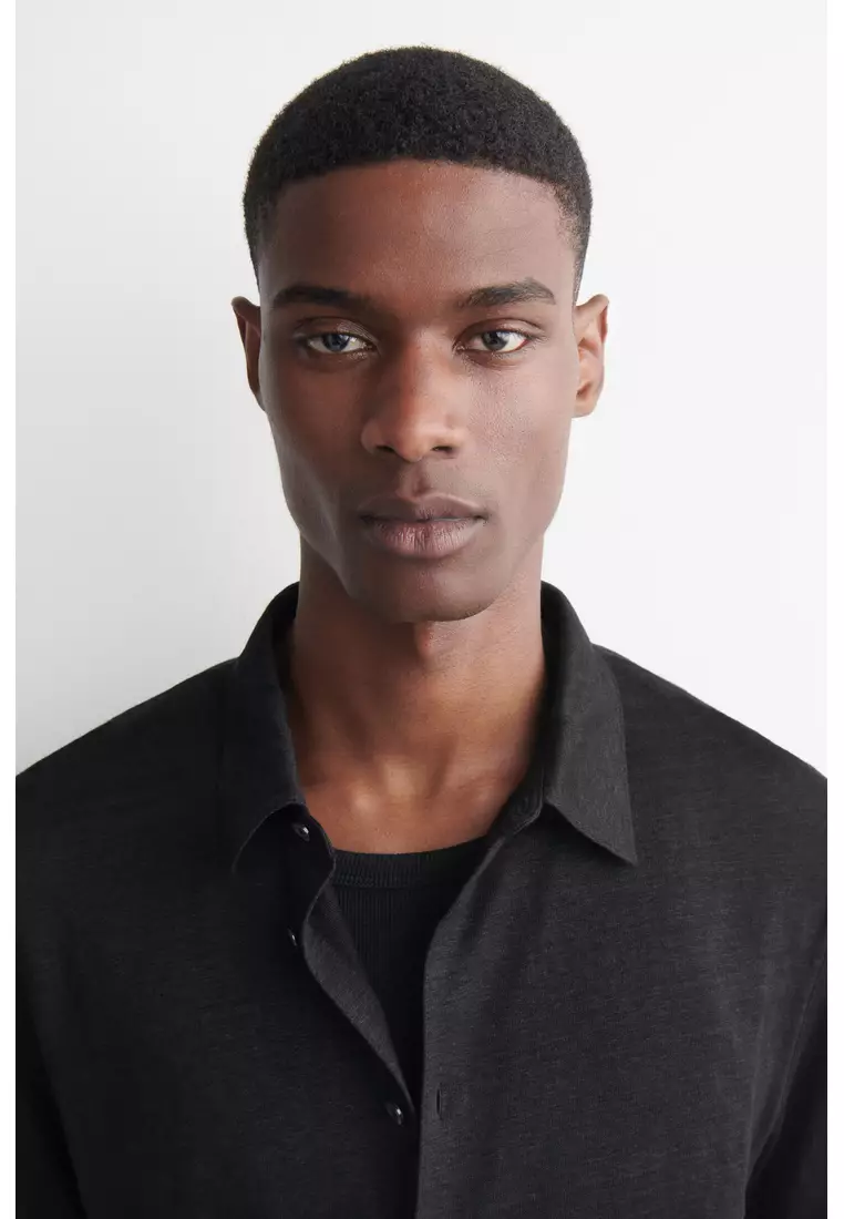 LINEN-JERSEY SHORT-SLEEVED SHIRT