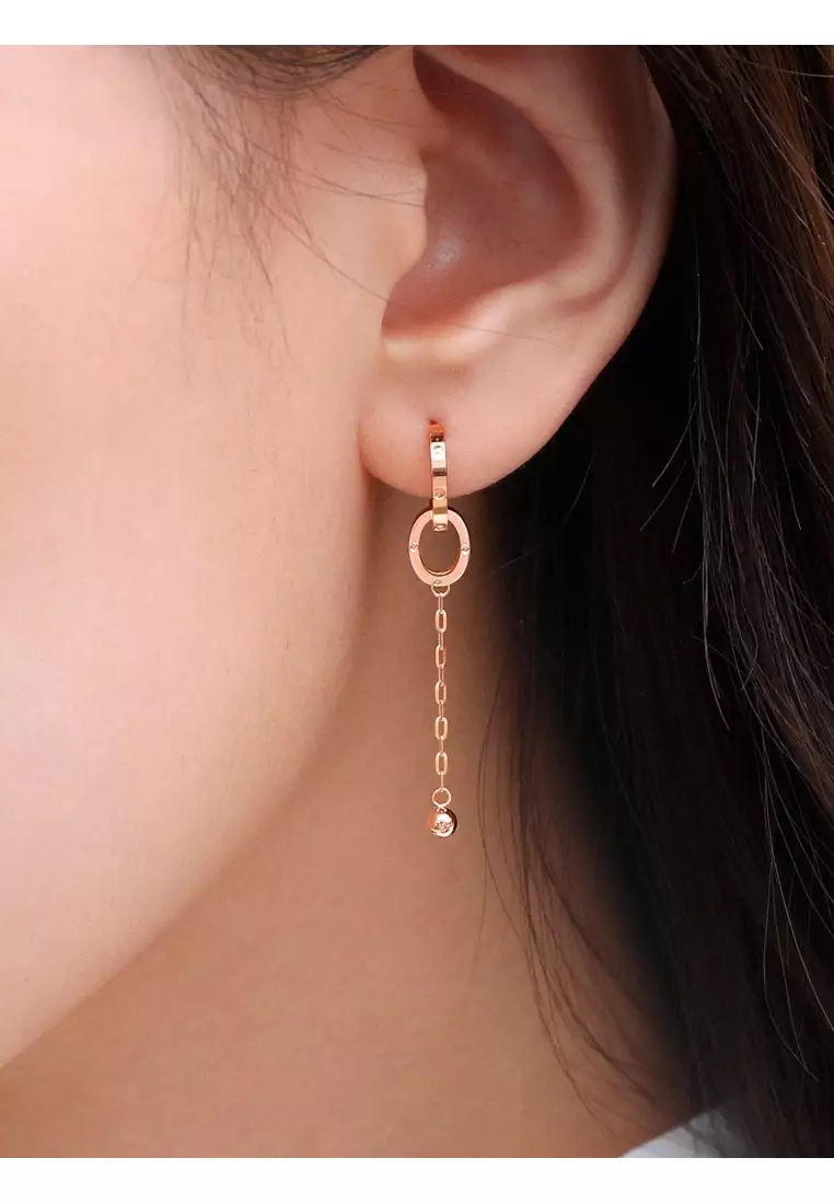 Delicate Gold 18K Rose Gold Round Earring Accessory for Women 92536H [Not include the hoop] (Sold Single Not Pair)