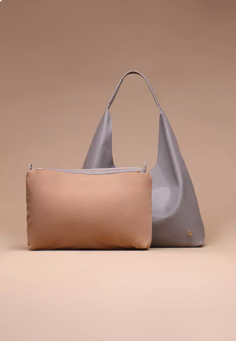 Silvertote Tas Bahu Wanita Allene Vegan Leather Hobo Grey