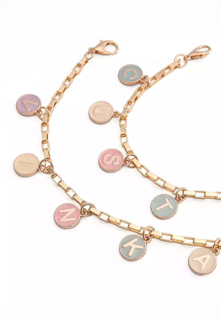 GYKACO Custom Nama Gelang / Rante Tas *** Tersedia Alphabet A - Z *** - Rante